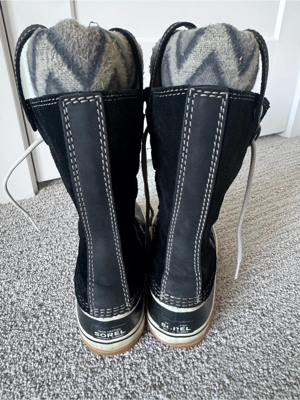 Sorel Black and Gray Kids Winter Lace-Up Boots